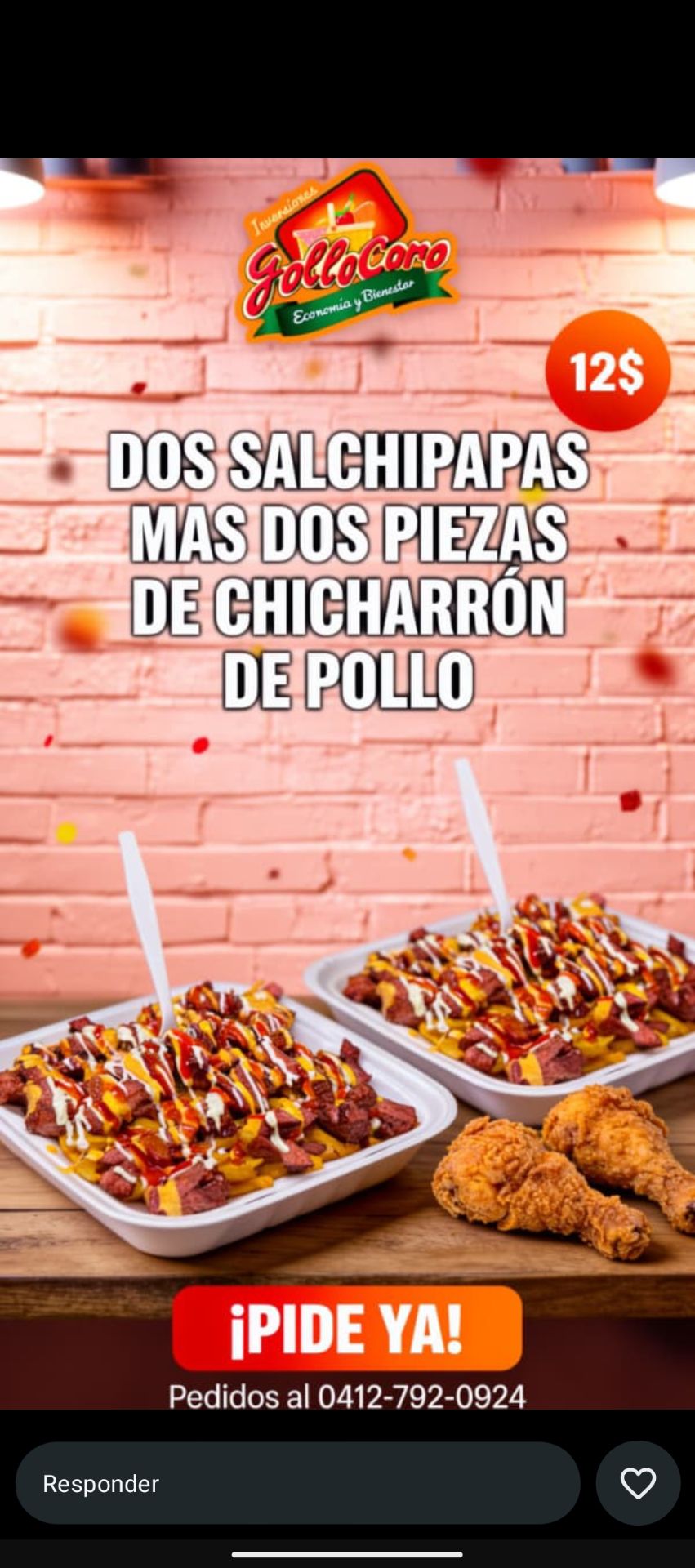 2 Salchipapas Personales + 2 piezas de Chicharrón de Pollo 