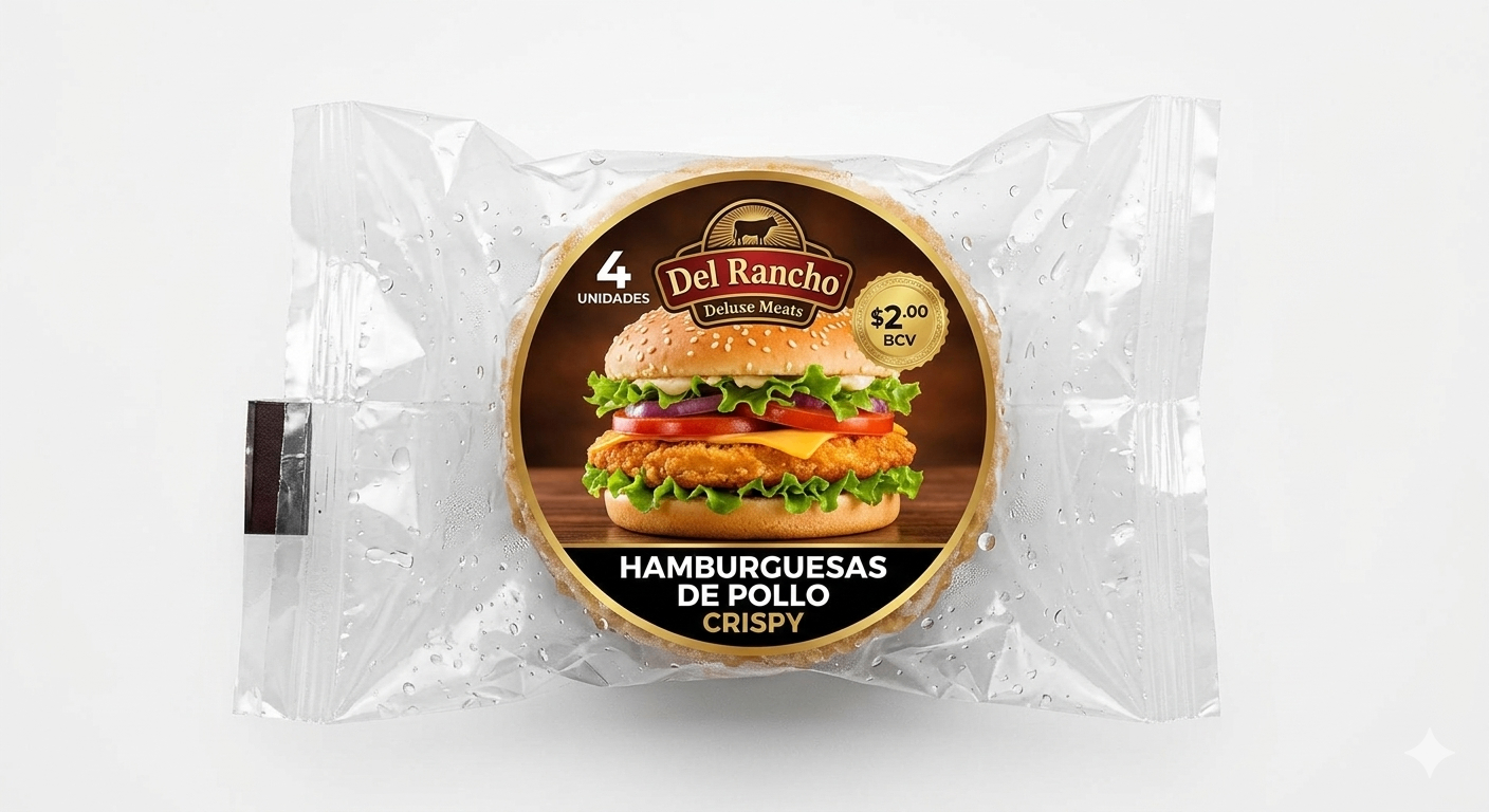 Carnes De Hamburguesas de Pollo Crispy Del Rancho 4 UND