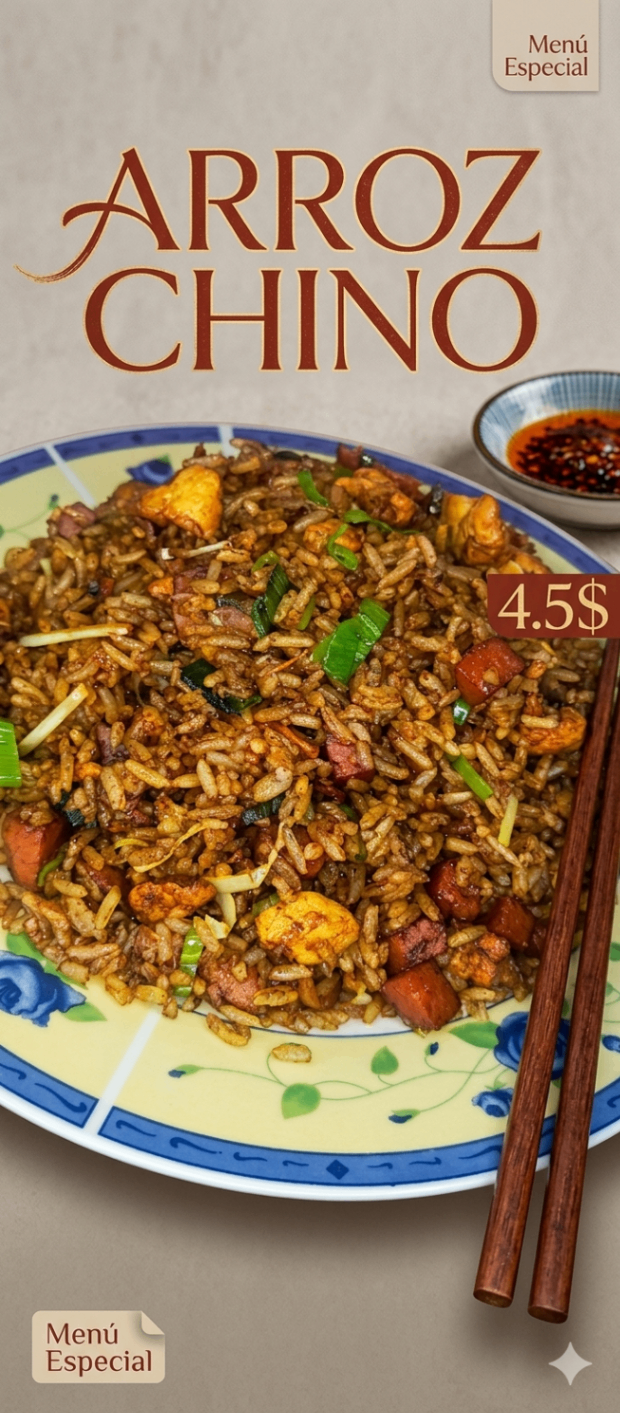 Arroz chino pollo jamon